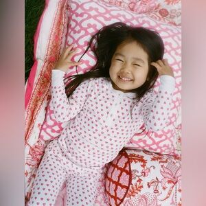 Roller Rabbit Girls Heart Print Kids Pajamas - Pink and White size 10 runs small